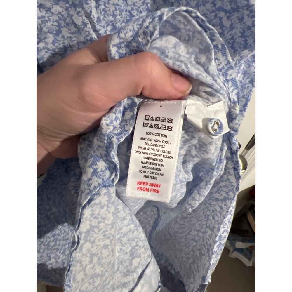 Joie Blue & White Floral Sleeveless Shirt Dress – Size L - Picture 4 of 5